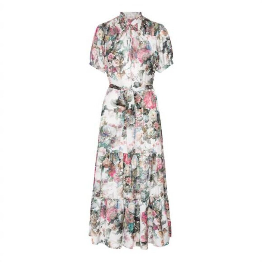 KARMAMIA Eve Dress White Eden Floral Midi Dress NWT